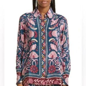 FARM Rio Seashell Tapestry Button-Front Shirt | Size L